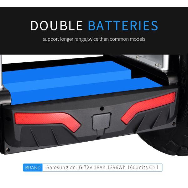 Brushless 4000w Self Balancing Segway Two Wheeled Vehicle Double Samsung Battery