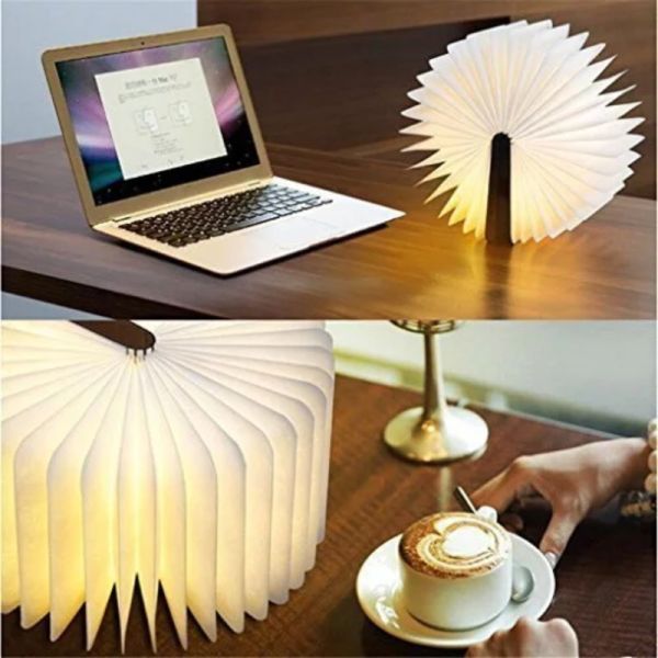 White Wooden Folding LED Ceiling Paper Lamp Small Book Light 5V