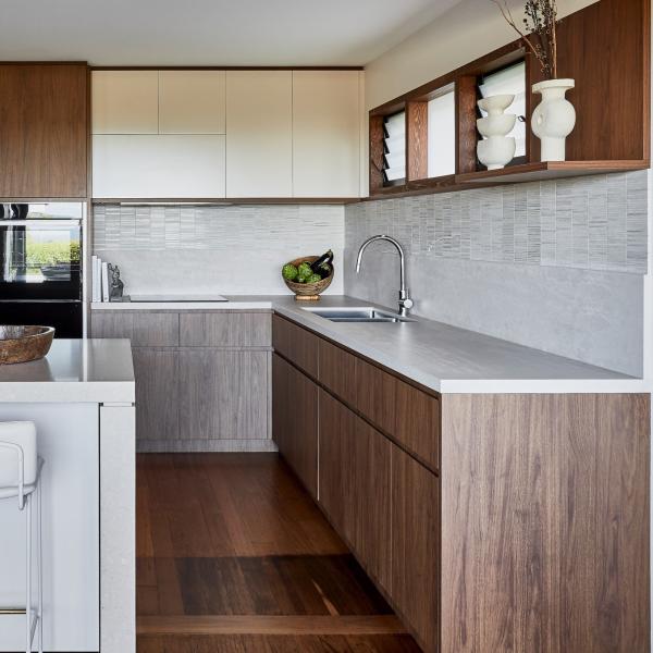 Durable OEM Melamine Kitchen Cabinet  Wood Grain Modular Kitchen Sink Cabinet