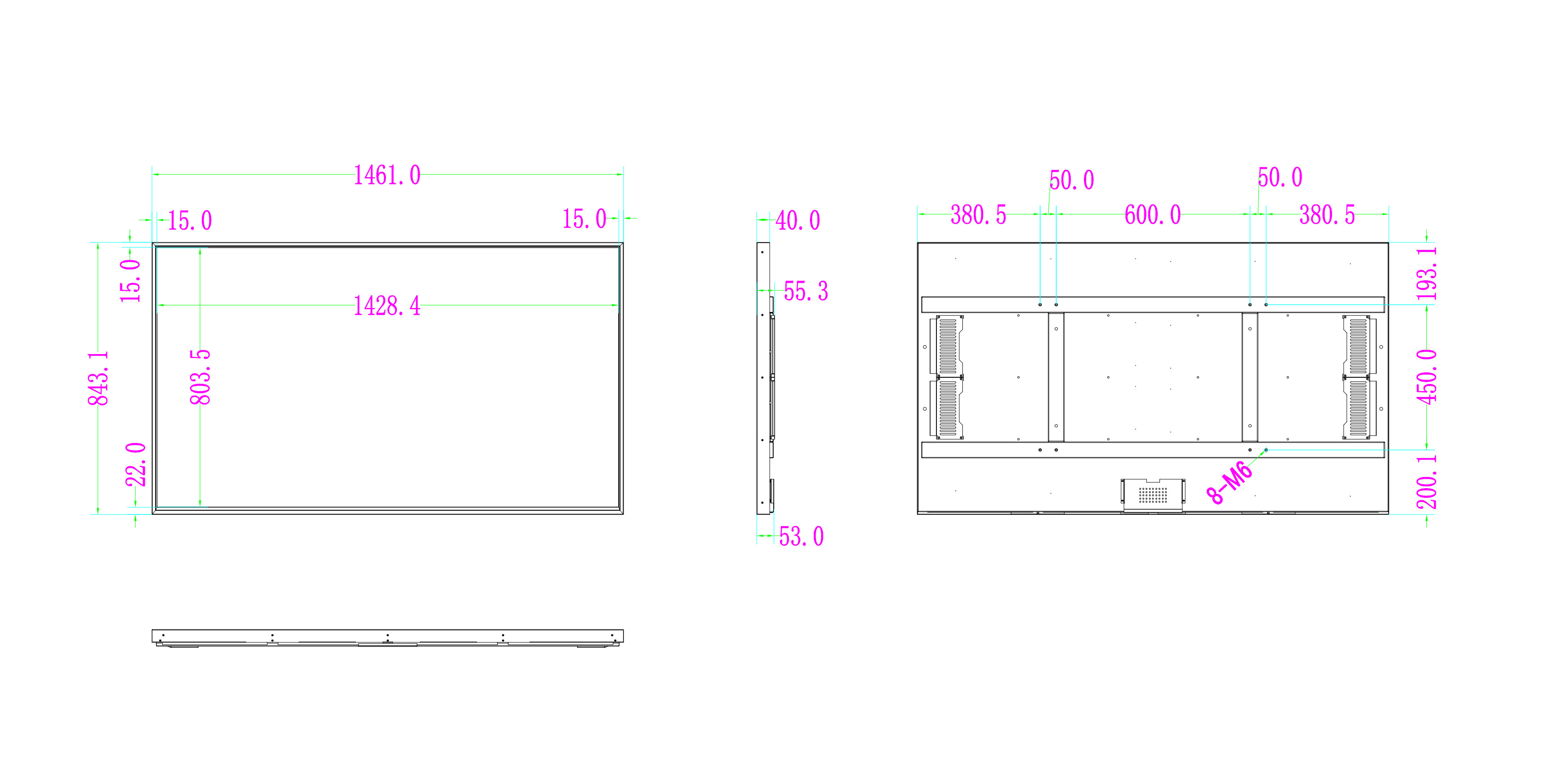 Панель Lcd солнечного света модуля читаемая 65 дисплей Pin Lcd экрана 50 цифров дюйма