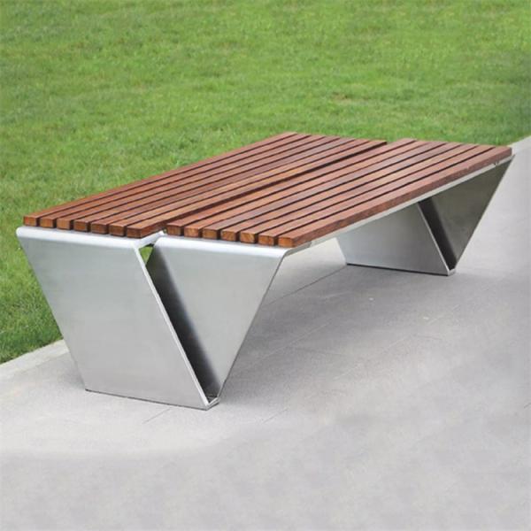 SUS304 Metal And Wooden Bench 1800mm Length Wood Bench Steel Legs