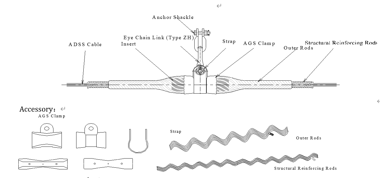 200M Long Span Preformed Armor Rods , ADSS Suspension Clamp