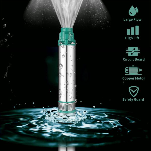 1hp 2hp 3hp high quality high pressure three phase brushless dc submersible solar water pump for agriculture irrigation