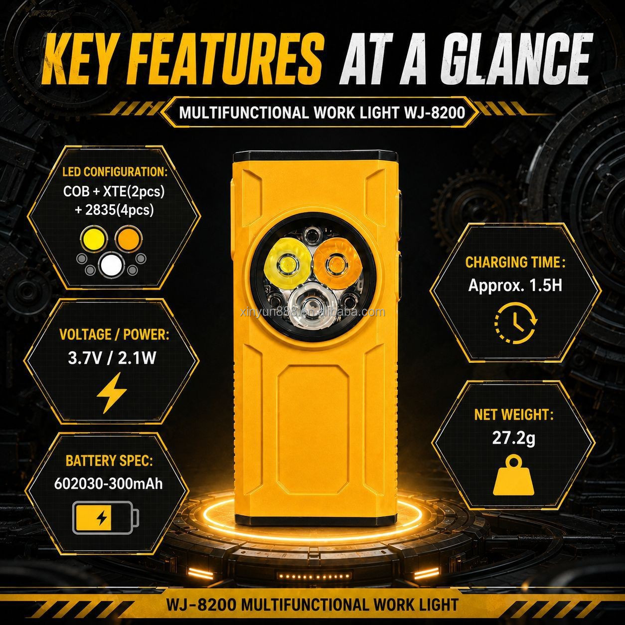 Cross-border New LED Super Bright Keychain Light Magnetic Charging Warning Flashlight Mini Auto Repair Maintenance Work Lamp
