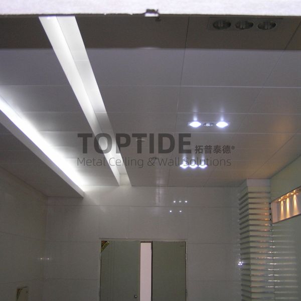 Pearl White False Aluminum / Aluminium Suspended Metal Ceiling Grid Systems With Windproof