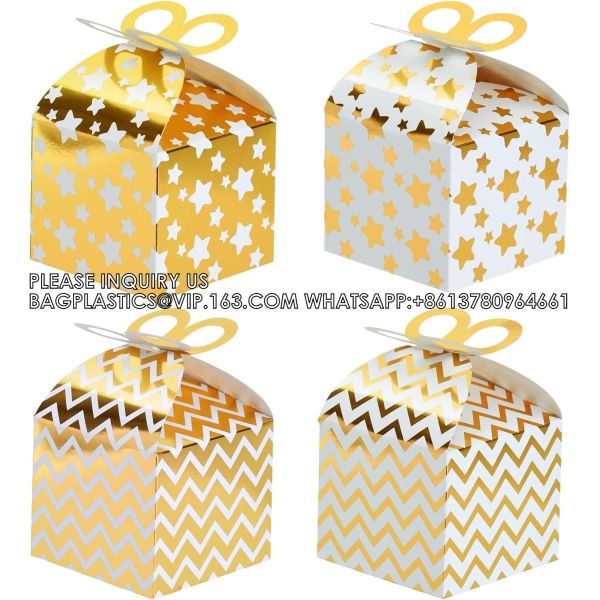 Boxes For Party Favors, Birthday, Wedding, Anniversaries, Valentines, Engagement, Gold Foil Ornament Gift Boxes