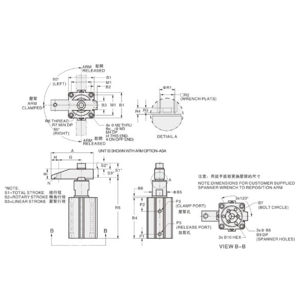 Inductive Air Powered Swing Clamps Aluminium Alloy Simple Mounting Design