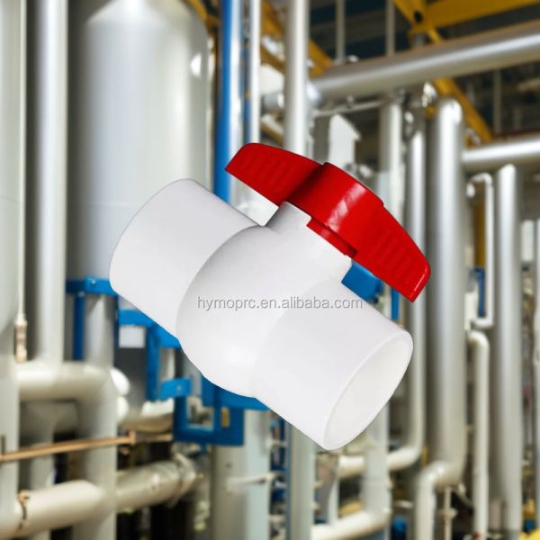 ASTM DIN Standard White PVC Ball Valve in All Sizes with 1.5 Inch Size and Red Handle