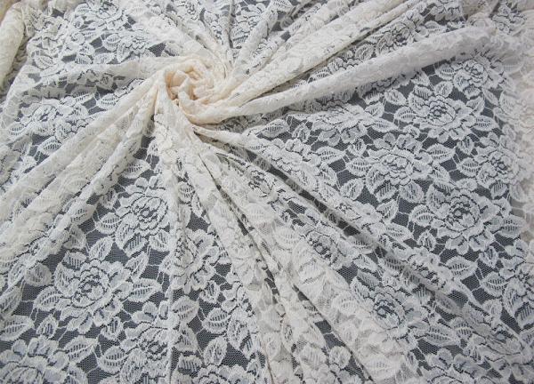 Allover Guipure Cotton Nylon Lace Mesh Fabric / Floral Lace Fabric SGS