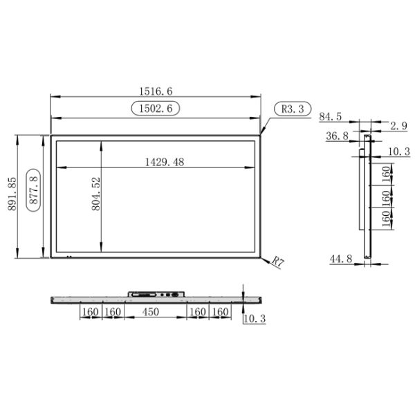 65 inch Portable PC Panel Mount Monitor for Industrial Application