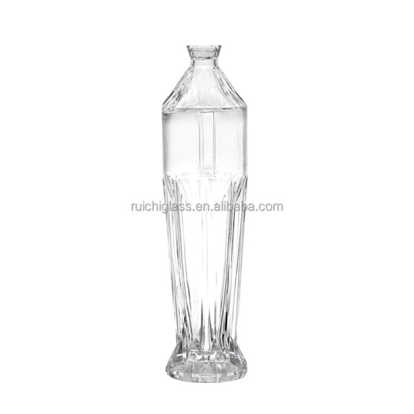 Hot Stamping Fancy Glass Liquor Bottle for Vodka Industrial Beverage Custom Design
