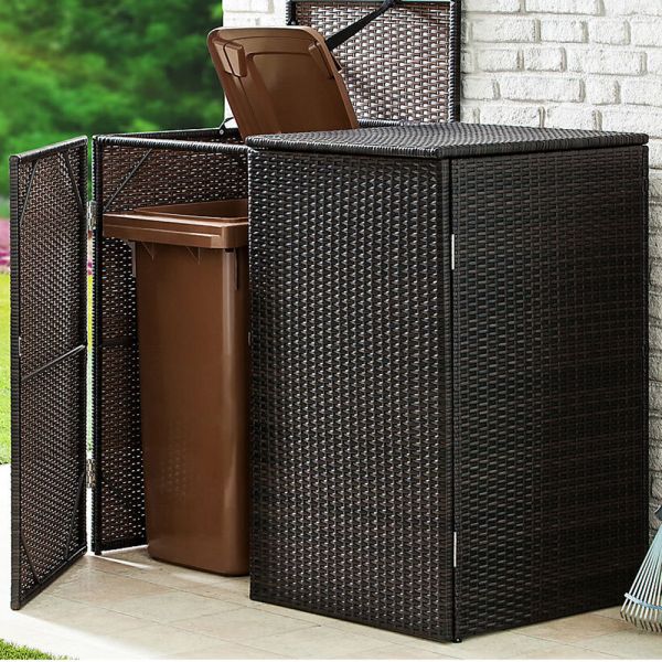 City Squares Environmentally Friendly Beautiful and Timeless Design Materials Steel Frame Rattan Rubbish Trash Can Cover