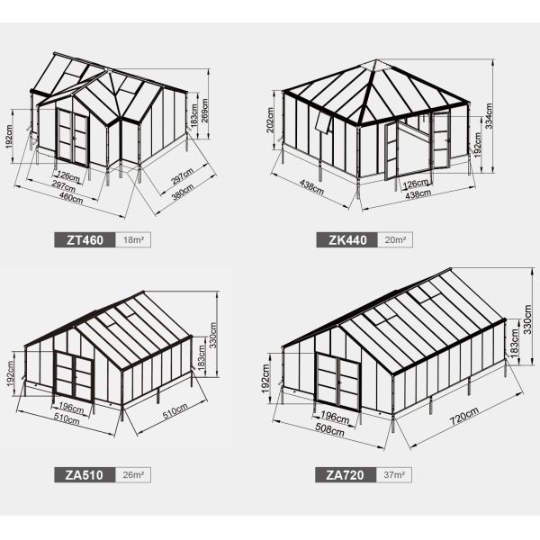 luxury hobby clear glass greenhouse,greenhouse kits with PC , heavy duty aluminum frame 14x14ft