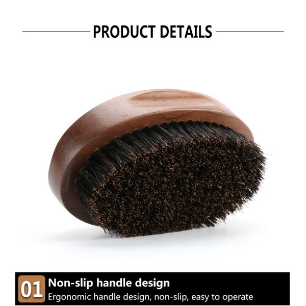 Pincel de barba de madeira de nozes oval personalizar logotipo da marca de barba de limpeza de escova