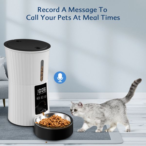 Smart Automatic Stainless Steel & Plastic Eco-Friendly Pet Food Dispenser for Dogs Remote Control Timed Dog Food Feeder