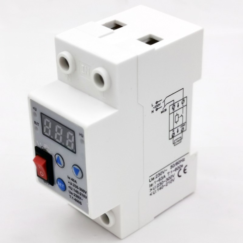230V 40A Din Rail Adjustable Over Under LED Display Voltage Protector Relay Switch Single Phase AC 220V Output SVC CE Certified