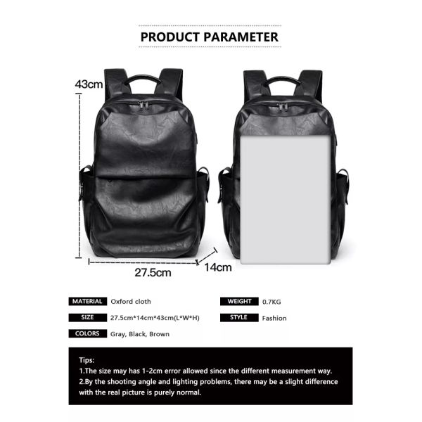 Рюкзак подростка течебезопасный кожаный случайный с поручать USB