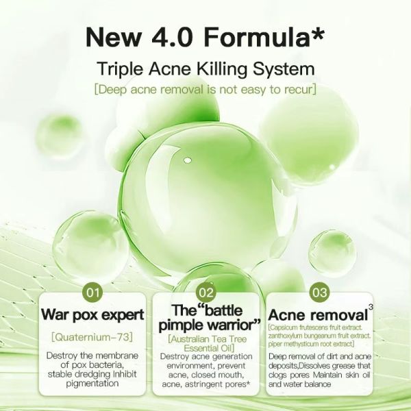 Green Tea Acne Serum Pore Shrinking Facial Oil Control Treatment for Oily Skin Anti-Aging Whitening Gold Stamping Logo OEM