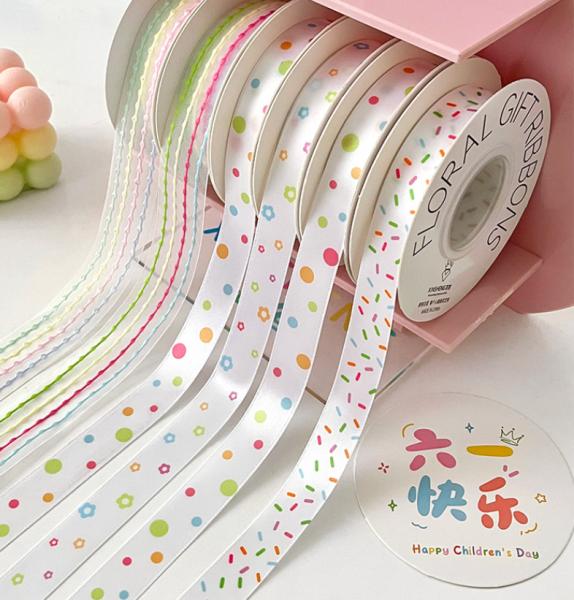 White/ Customized Colors International Children's Day Candy Cocoa Ribbon Flower Bouquet Bow Tie Flower Handicraft DIY Material