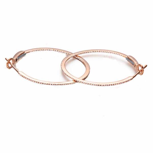 18K Rose Gold 0.33 carat Diamonds Hoop Earrings for Women Gift (GDE017)