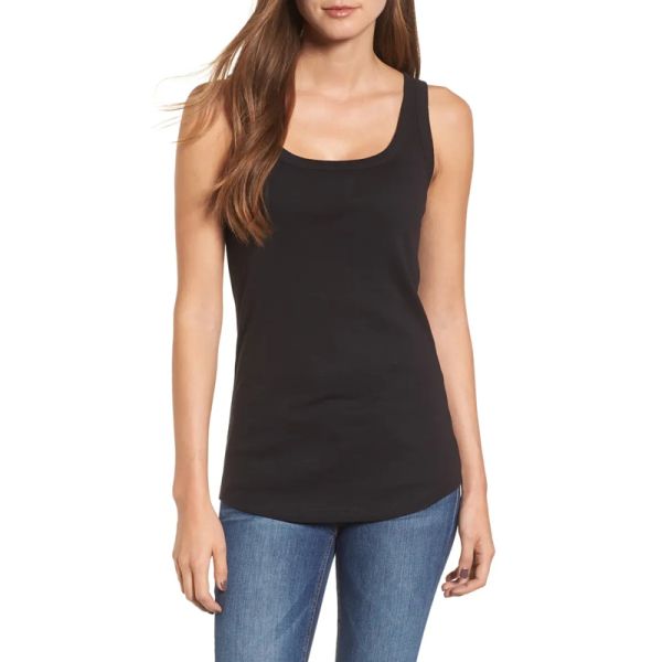 Custom Logo Black Casual Summer Cotton Fitness Biker Workout Tank Tops for Women