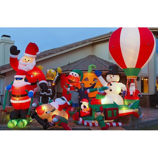 Christmas Advertising Decoration featuring Spiderman Design and Red/White Color Scheme