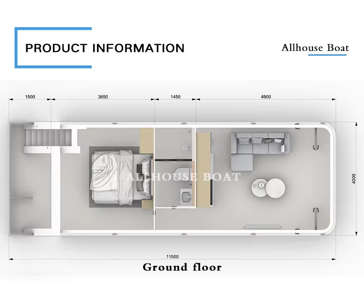 Small 2 Deck Aluminum House Boat Custom luxury Pontoon Houseboat 25 People