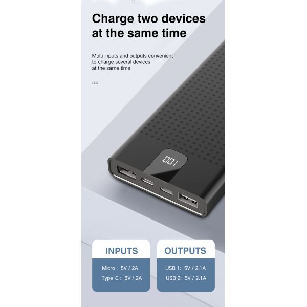 Electronics Power Bank Fast Charging Slim Portable Charger 10000mAh 5V/2A