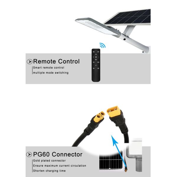 Industrial Aluminum Solar LED Street Lights 100 W 200 W 500 W With Pole