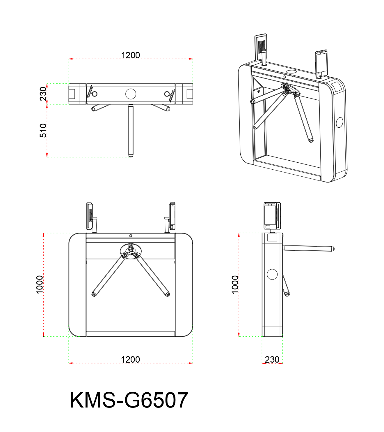 Brushless Motor Tripod Turnstile for Outdoor Use