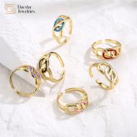 O ouro da joia dos homens das mulheres chapeou anéis coloridos do esmalte, anéis ajustáveis de Cuban Link