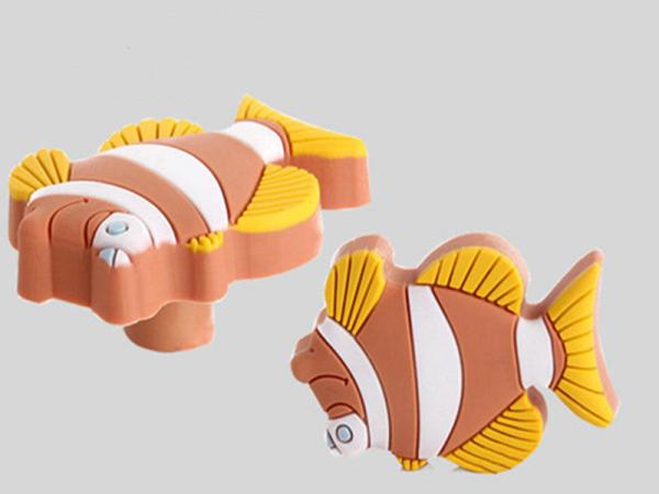 Clown Fish Rubber Knobs Soft PLastic Kids Bedroom Dresser Knobs Decorative Lovely Handles ISO Approved