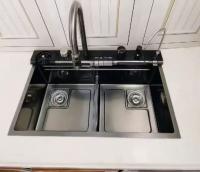 Égoutteur en acier inoxydable évier de bassin à deux compartiments pour une efficacité de lavage de vaisseaux commercial