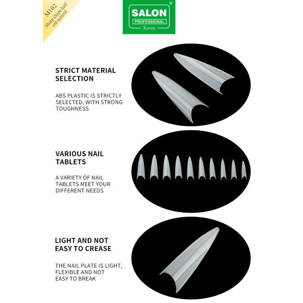 Wholesale False Nails Long Sharp Shape Half Cover Natural French Acrylic Fake Nails Salon Use
