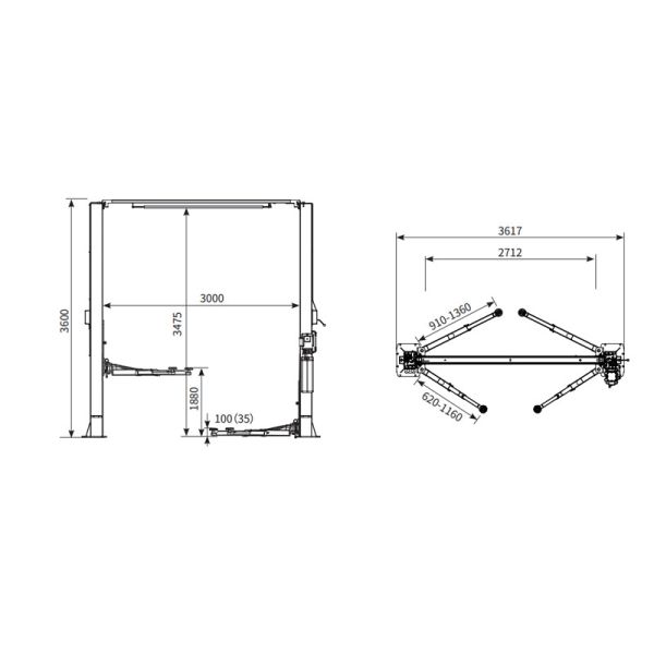 4200kg Two-Post Lift: 1880mm Height, Single-Lock+Emergency Stop for Car/SUV/Truck Repair