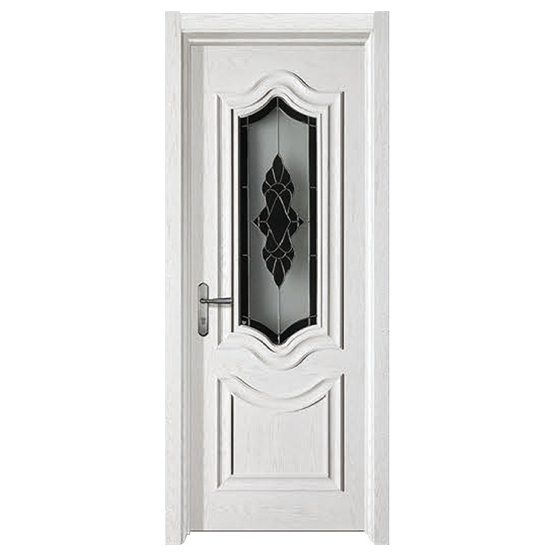 China Other Style Simple Waterproof Interior Solid Wooden Door Melamine Entrance Bathroom Wood WPC Doors with Glass With Smart Lock