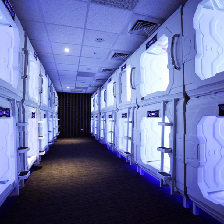 Hostel Vertical Soundproof Capsule Bed Science Fiction Stainless Steel Hand