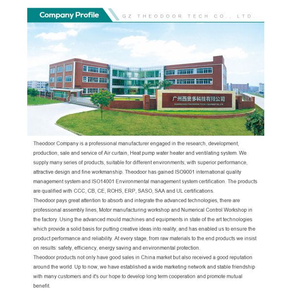 Stainless Steel Air Curtain 2000m³/h 230V for Energy Saving