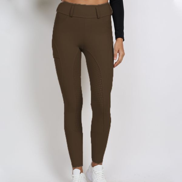Full Seat Silicone Horse Riding Breeches Women Equestrian Traning Leggings Brown