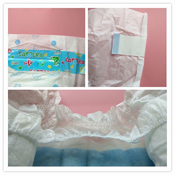 PE Backsheet Newborn Baby Pampers Private Label Camera Economic Sticky Tape