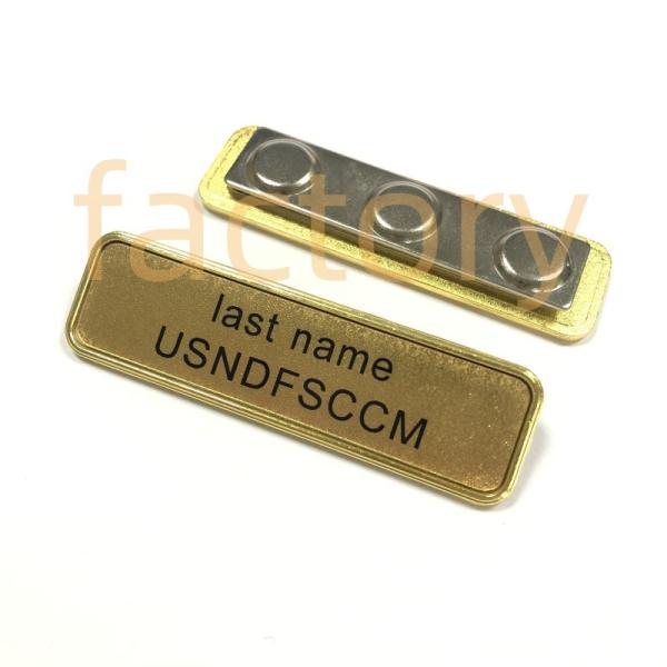 wholesale gold plated labels engrave concave custom embossed brand name logo tags metal name tag with magnet