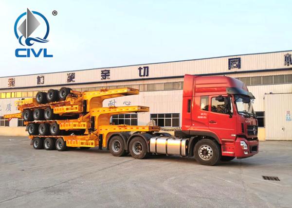 2/3/4Axles Low Flatbed Trailer With Jost Landing Gear And Fuwa Axle  40t-100t Payload Capacity