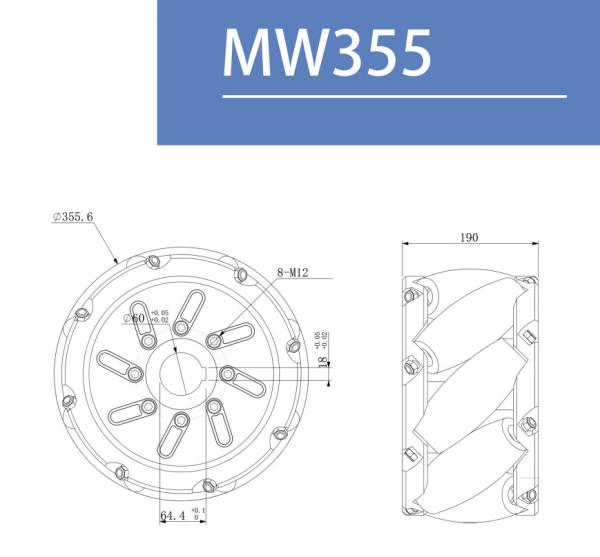 14 Inch 355mm Mecanum Wheels Heavy Duty Customization Available
