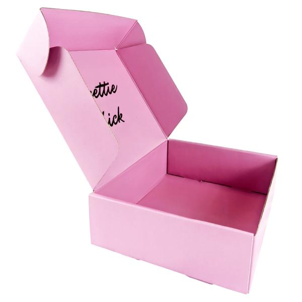 Boîtes d'expédition ondulées roses en carton personnalisées, boîtes postales roses ondulées pour l'emballage de cosmétiques