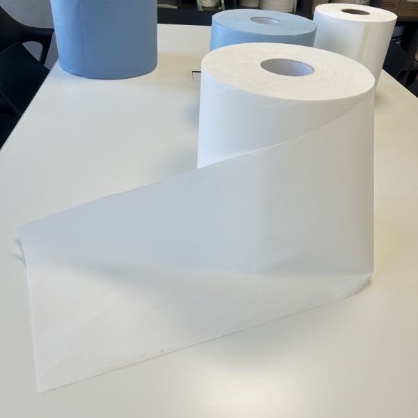 Industrial Non-Woven Wipes PP Wood Pulp Roll 80-89gsm White