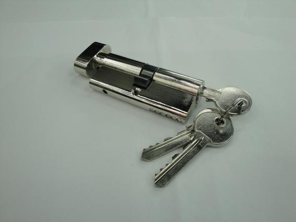 70mm(35*35) Euro Profile Single Brass Cylinder Lock with 3 brass normal keys bright nickle color