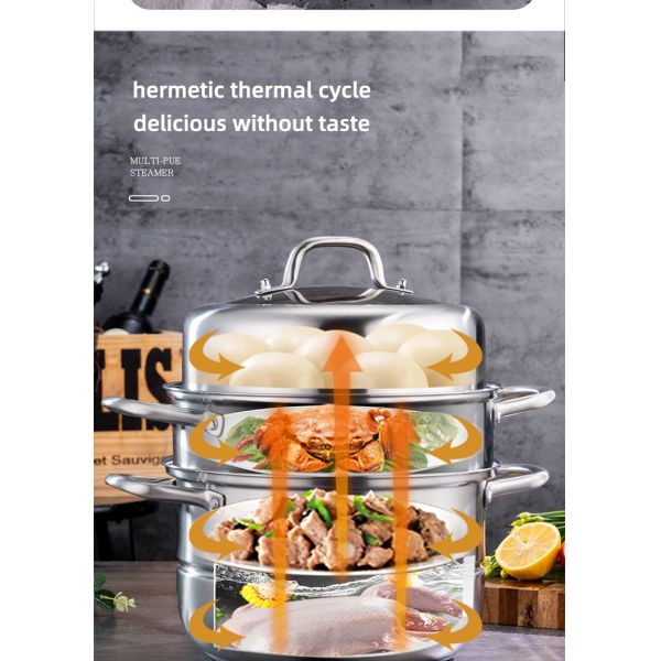 New Product 304 Stainless Steel Steamer Pot Soup Set Stainless Steel Cooker Cooking Soup Pot Steamer Pot