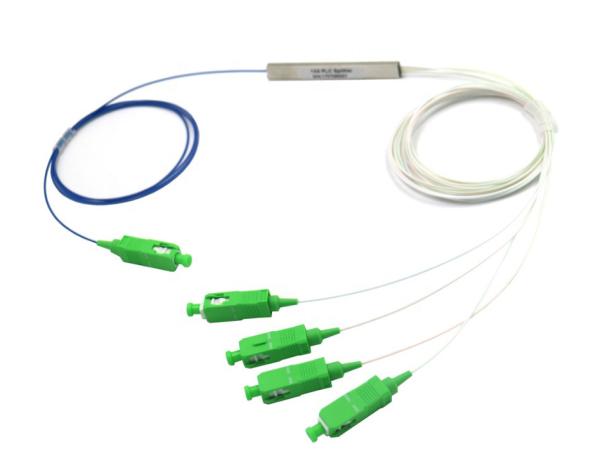 FTTH Fiber Optic PLC Splitter 1x4 Mini Steel Tube 0.9mm Optical Fiber Splitter PLC