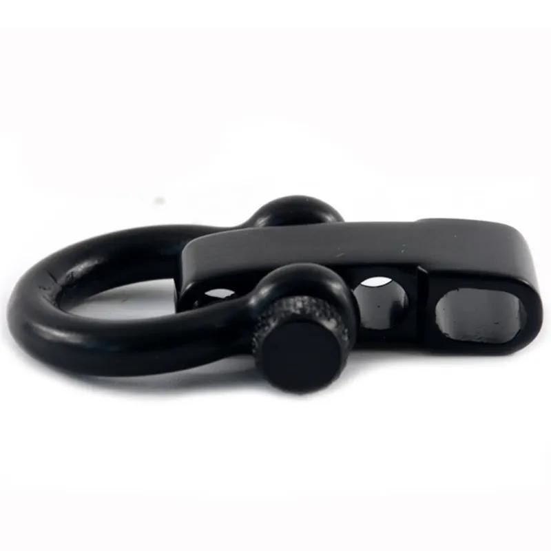 Outdoor Camping Stainless Steel Screw Bow Shackle 5mm Black Adjustable Paracord Shackle