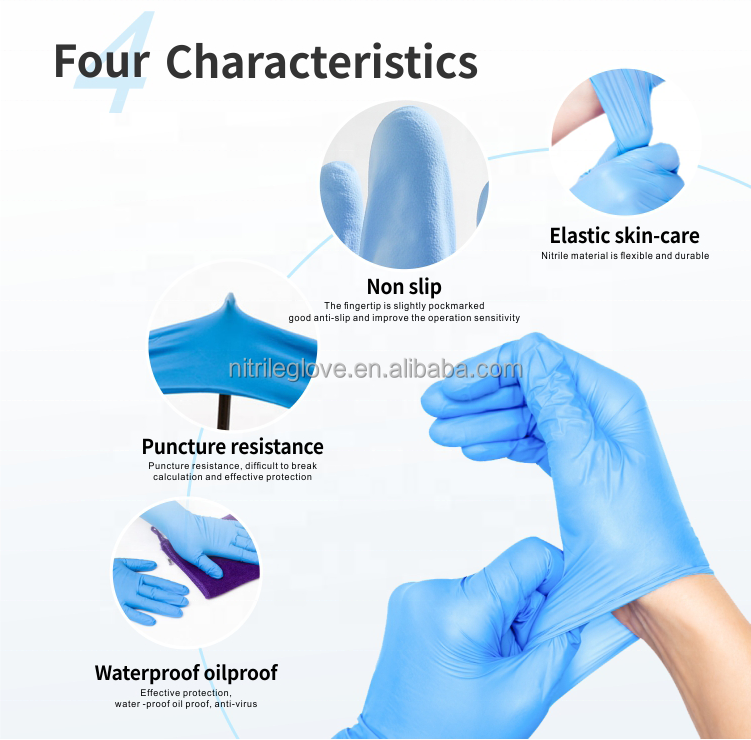 3-6.5g Disposable Gloves Nitrile Green Blue 100 pcs/box